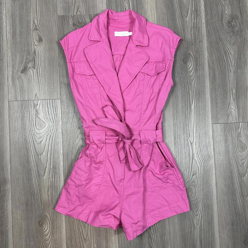Jonathan Simkhai Hot Pink‎ Sleeveless Carlotta Utility Pink Romper